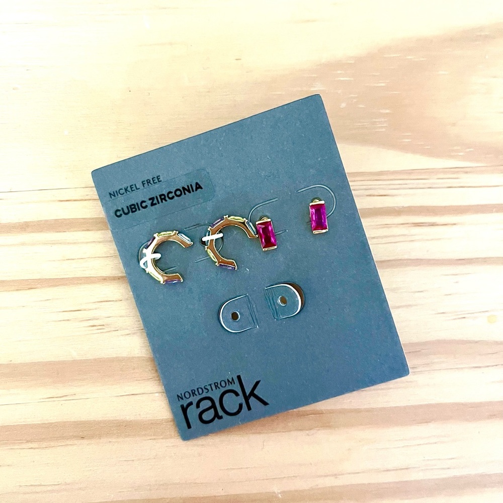 NWT Jewel Tones Stud Earring and Ear Cuff Set